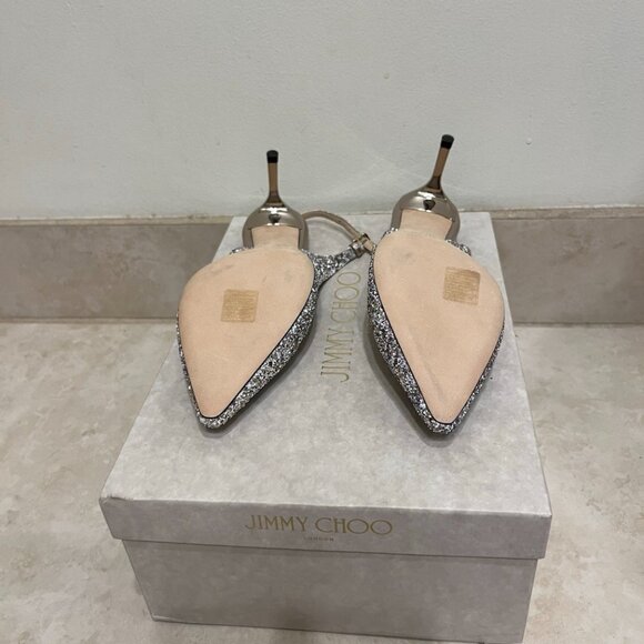 Jimmy Choo Erin 60 Glitter Platinum Pumps - Picture 8 of 8